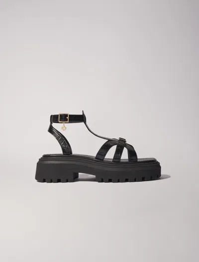 Maje Flat Sandals With Tread In Black