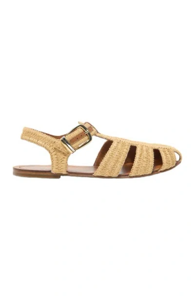 Maje Flat Strap Sandals In Gold