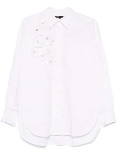 Maje Floral-appliqué Shirt In 白色
