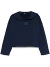 Maje Short Sweatshirt With Embroidery In Blue