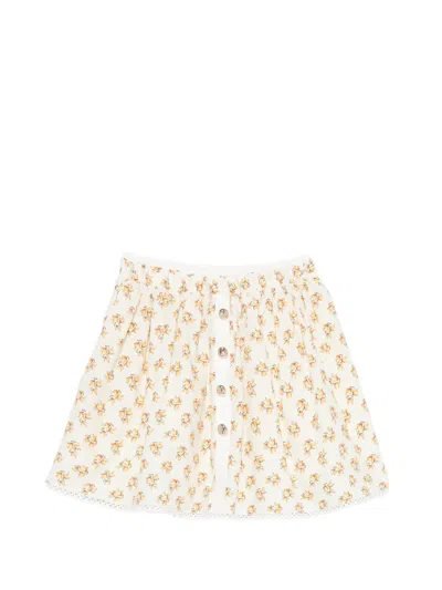 Maje Floral Button A-line Mini Skirt In Neutral