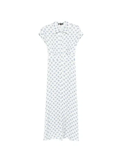 Maje Floral Button Maxi Dress In White