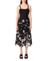 Maje Womens Bicolore Sleeveless Floral-pattern Cotton-crochet Midi Dress In Multi