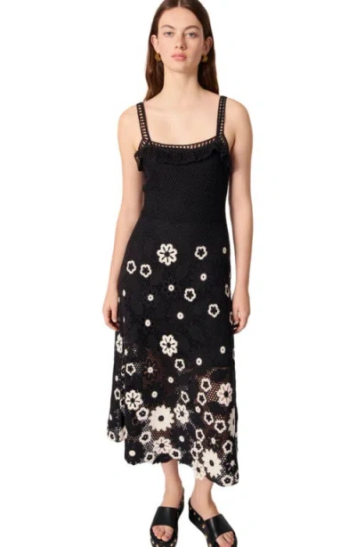 MAJE MAJE FLORAL CROCHET MAXI DRESS
