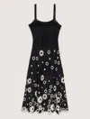Maje Womens Bicolore Sleeveless Floral-pattern Cotton-crochet Midi Dress In Multi