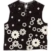 Maje Womens Bicolore Floral-pattern Sleeveless Cotton-crochet Top