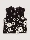Maje Womens Bicolore Floral-pattern Sleeveless Cotton-crochet Top In Black / White