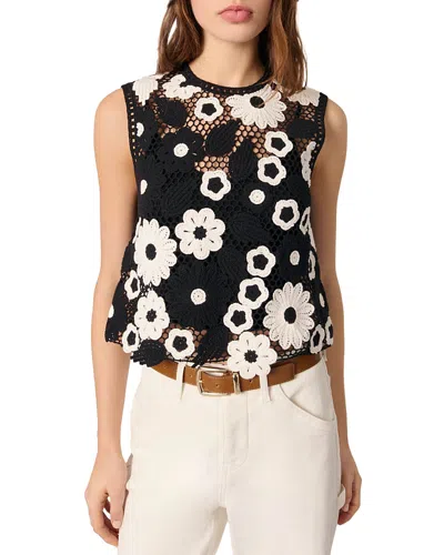 MAJE FLORAL CROCHET TOP
