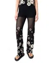 Maje Floral Crochet Trousers In Black/white