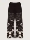 Maje Floral Crochet Trousers In Noir / Blanc