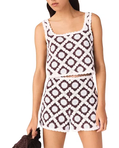 Maje Floral-embroidered Crochet Top In Multi