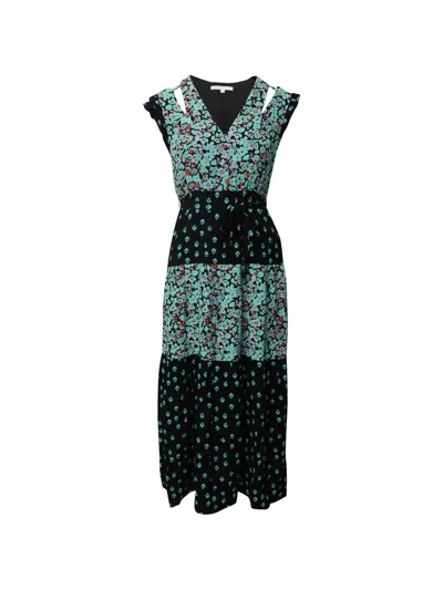 Pre-owned Maje Floral Cut-out Maxi Dress In Black