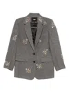 Maje Womens Grey Sequin-embellished Single-breasted Woven Blazer In Multi