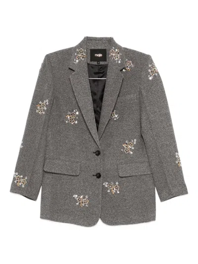MAJE FLORAL-EMBROIDERED BLAZER