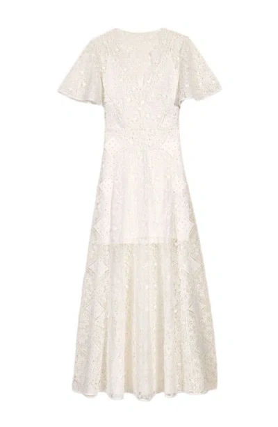 Maje Floral Guipure Maxi Dress In White