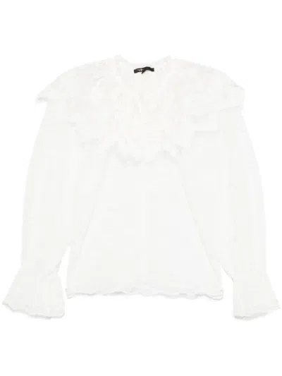 Maje Bluse Mit Blumenspitze In Weiss