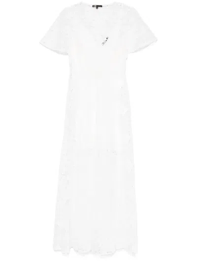 Maje Floral-lace Maxi Dress In 白色