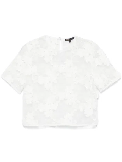 Maje Floral-lace T-shirt In Weiss