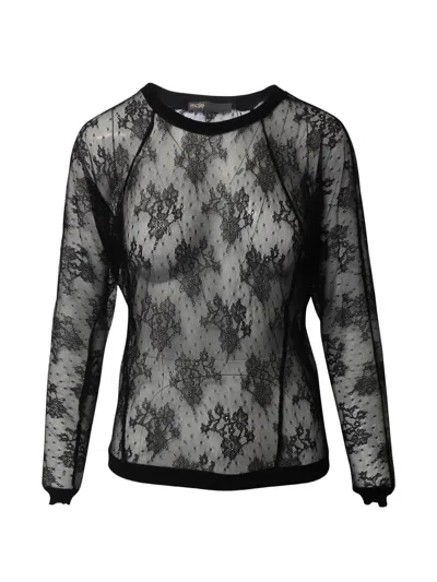 Pre-owned Maje Floral-lace Top In Black