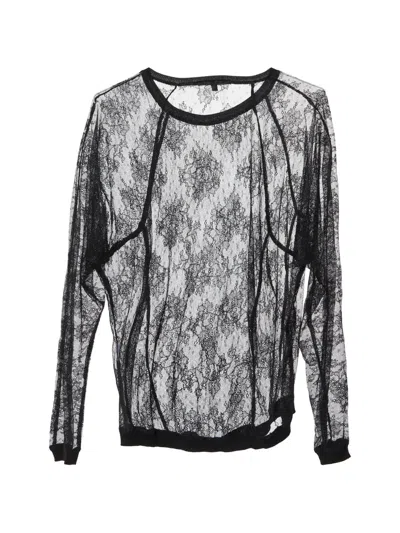 Pre-owned Maje Floral Lace Top In Black