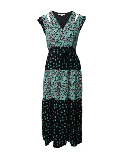 Maje Floral Maxi Dress With Flutter Sleeve In Multicolor Viscose