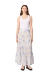 Maje Jubarbe Maxi Skirt In Blue Flower Print Ecru Base