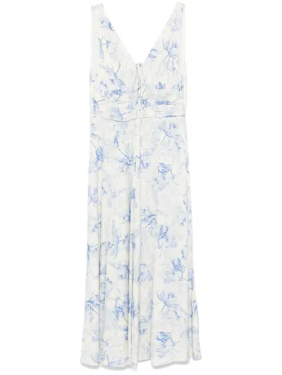 Maje Floral Midi Dress In White