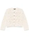 Maje Floral-motif Cardigan In White