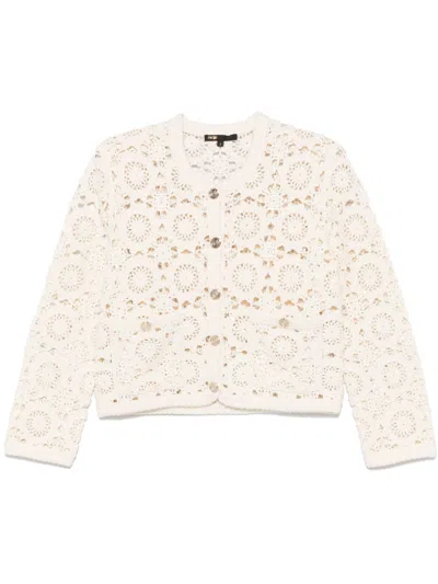 Maje Floral-motif Cardigan In White