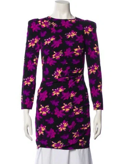 Pre-owned Maje Floral Print Bateau Neckline Tunic In Purple