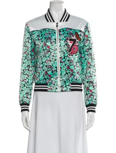Pre-owned Maje Floral Print Bomber Jacket In Blue