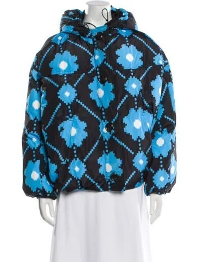 Pre-owned Maje Floral Print Coat In Black