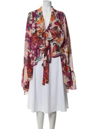 Pre-owned Maje Floral Print Coat W/ Tags In Multicolor