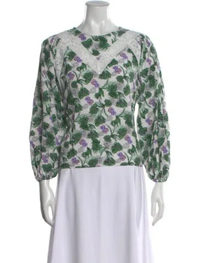 Pre-owned Maje Floral Print Crew Neck Blouse In Multi