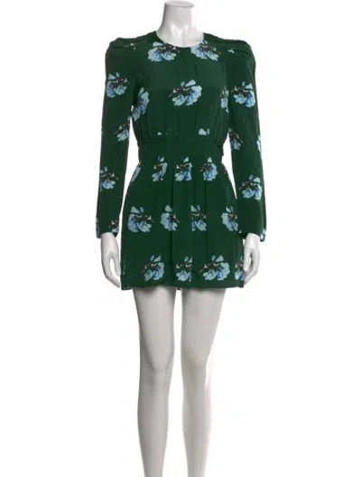 Pre-owned Maje Floral Print Crew Neck Jumpsuit In Green