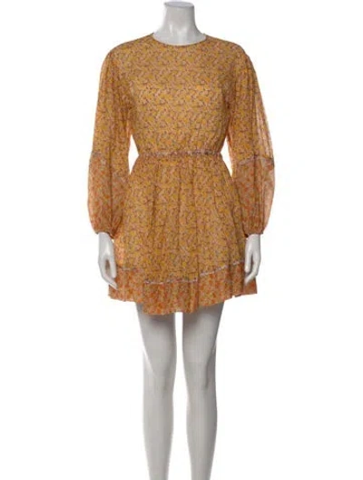 Pre-owned Maje Floral Print Crew Neck Jumpsuit In Yellow