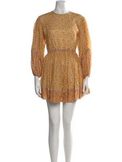 Pre-owned Maje Floral Print Crew Neck Jumpsuit In Yellow