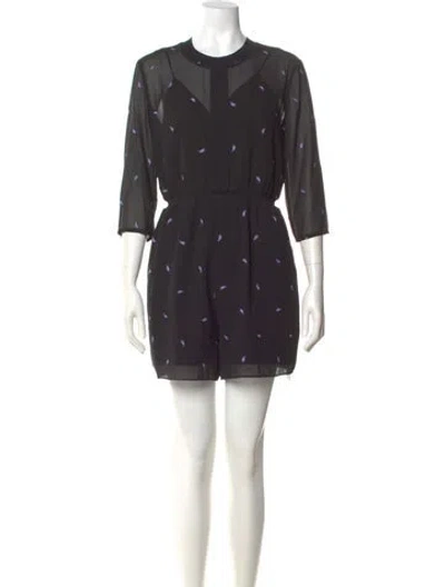 Pre-owned Maje Floral Print Crew Neck Romper W/ Tags In Multi