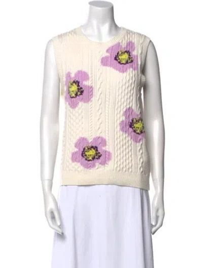 Pre-owned Maje Floral Print Crew Neck Sweater In Neutral