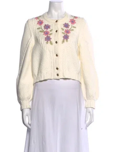 Pre-owned Maje Floral Print Crew Neck Sweater In Neutral