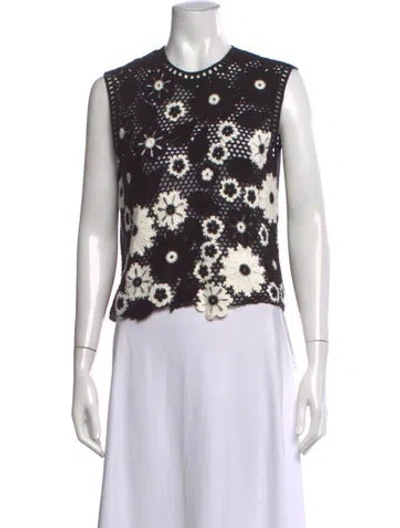 Pre-owned Maje Floral Print Crew Neck Sweater W/ Tags In Black