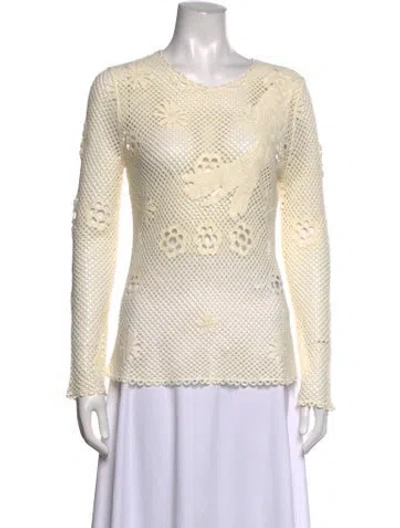 Pre-owned Maje Floral Print Crew Neck Top In Neutrals