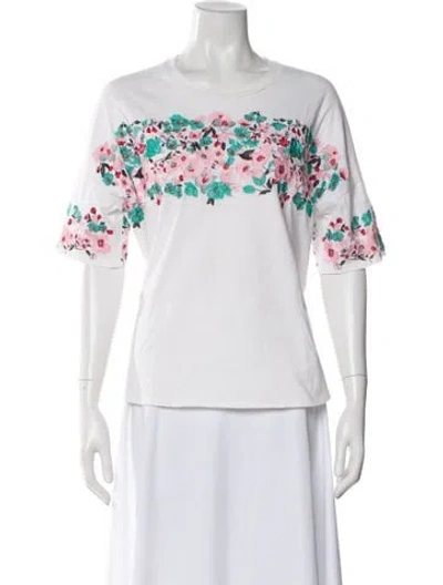 Pre-owned Maje Floral Print Crew Neck T-shirt In White