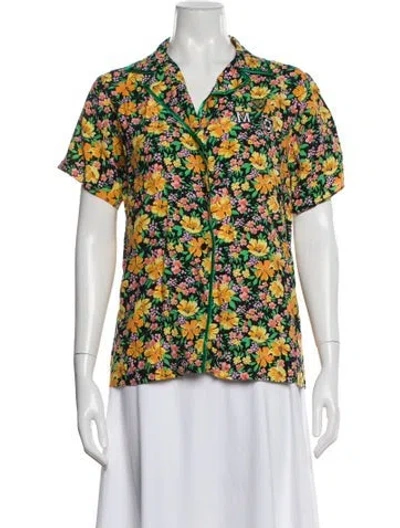 Pre-owned Maje Floral Print Embroidered Accent Pajamas In Green