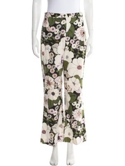 Pre-owned Maje Floral Print Flared Pants In Neutrals