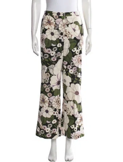 Pre-owned Maje Floral Print Flared Pants In Neutrals