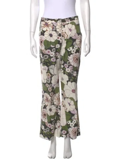 Pre-owned Maje Floral Print Flared Pants In White