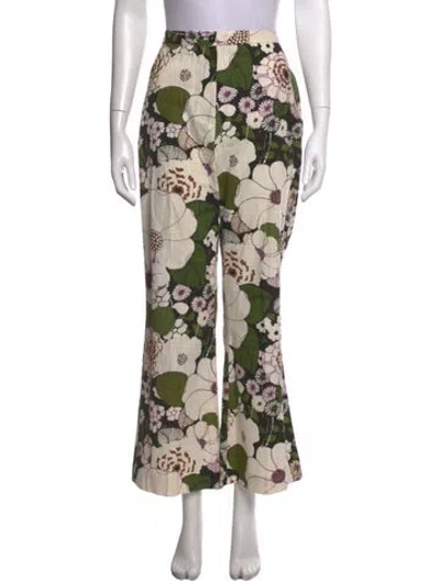 Pre-owned Maje Floral Print Flared Pants In White