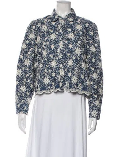 Pre-owned Maje Floral Print Jacket W/ Tags In Blue