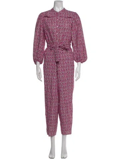Pre-owned Maje Floral Print Jumpsuit In Purple